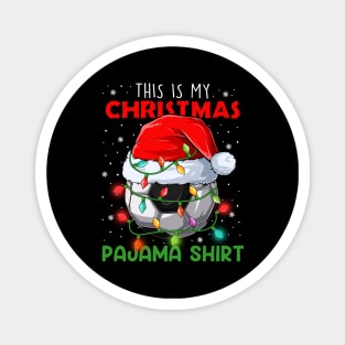 This is my Christmas Pajama shirt Soccer Ball Santa Hat Magnet